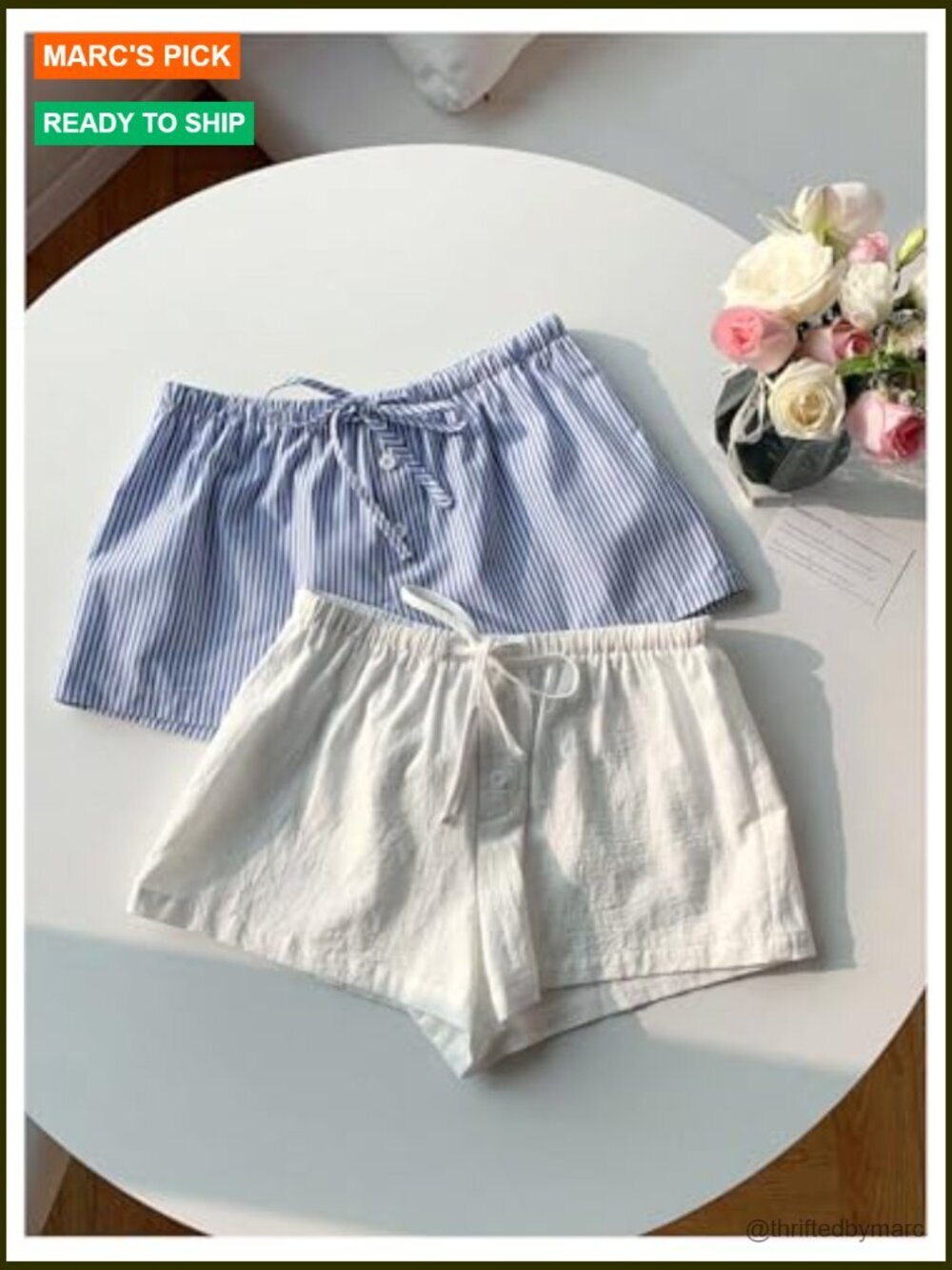 2 Pack Linen Shorts Striped Gingham Summer Beach Pajama Boxer - Picture 7 of 7